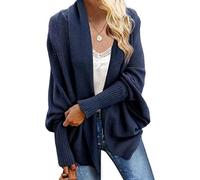 TANMESSO Women's Oversized Batwing Kimono Cardigan Sweater 2025 Slouchy Cable Knit Wrap for Cozy Style (navy blue,L,L,Regular,Regular)