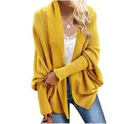 TANMESSO Women's Oversized Batwing Kimono Cardigan Sweater 2025 Slouchy Cable Knit Wrap for Cozy Style (Yellow,S,S,Regular,Regular)