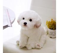 TANNEL Stuffed Dog Plush Toy Cute Simulation Pets Fluffy Dolls Birthday Gifts for Children Bichon Frise Puppy, M size (1piece)