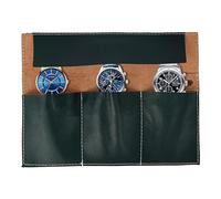 Tanner london Handmade Full Grain Leather Watch Roll with Travel Pouch, Watch Holder & Organiser, Brown/Tan/Green/Blue (Green, 3 Pockets)