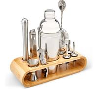 Tanness 12 Piece Cocktail Shaker Set - Stainless Steel Bartender Kit in Silver Tanness Silver
