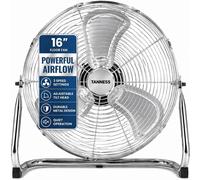 Tanness 16-Inch Metal Floor Fan with Adjustable Head for Home Cooling in Silver Tanness Silver