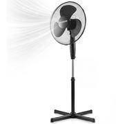 TANNESS 16" Oscillating Pedestal Fan - 3-Speed Quiet Cooling - Adjustable 120cm Stand - 80° Oscillation - Cross Base - Aluminium Motor - Floor Standing Fan for Home, Office & Bedroom, Black