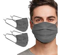 TANNESS 2 PACK Reusable 3 PLY 100% Cotton Face Cover Mask Washable Face Mouth Cover - GREY