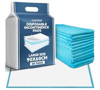 TANNESS 50 x Disposable Incontinence Bed Pads - 90x60cm Incontinence Pads Women and Men - Waterproof Sheet, Bed Wetting Mats - Disposable Changing Mats Baby