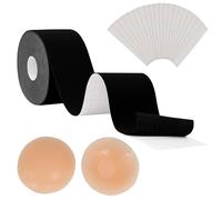 Tanness 8M Breast Lift Tape w/ Silicone Nipple Covers & Double-Sided Tape in Black Tanness Black One Size