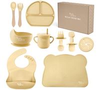 Tanness Baby Weaning Set - 10 Pcs (Cream) - Complete Toddler Feeding Kit - Non Slip Tableware Set