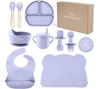 Tanness Baby Weaning Set - 10 Pcs (Lavender) - Complete Toddler Feeding Kit - Non Slip Tableware Set