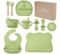 Tanness Baby Weaning Set - 10 Pcs (Mint Green) - Complete Toddler Feeding Kit - Non Slip Tableware Set