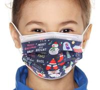 Tanness Christmas Face Masks For Kids - 50 Pack (Warm Wishes) - 3 Ply Disposable Masks With Elastic Earloops Breathable Cover