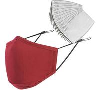Tanness Cotton Face Mask Red Breathable Washable And Reusable - Face Cover With 10 Pm 2.5 Filters