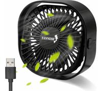 TANNESS Desk Fan, USB, 360° Rotation | Small, Portable Quiet, 3 Speed Fans & Strong Airflow, Standing Cooling Quiet Bedroom, Black