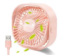 TANNESS Desk Fan, USB, 360° Rotation | Small, Portable Quiet, 3 Speed Fans & Strong Airflow, Standing Cooling Quiet Bedroom, Pink