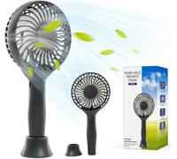 Tanness Handheld Fan Black - 3000 Mah Usb Rechargeable Mini Fan With Stand - Portable 3 Speed Desk & Handheld Cooling Fan