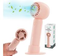 Tanness Handheld Fan Rechargeable - Pink - Portable Foldable Usb Mini Fan With 3 Speeds & Detachable Base For Desk Or Table Use