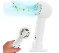 TANNESS Handheld USB Rechargeable Portable Fan |Mini Table Desk Quiet Foldable 3 Speeds Standing with Detachable Base