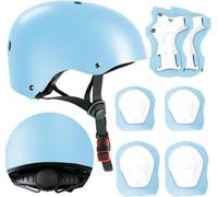 Tanness Kids Bike Helmet W/ Protective Pad Set 3-12 Years, (Light Blue)- Adjustable Multi-Sport Safety Gear For Cycling & Skating