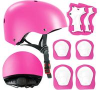 Tanness Kids Bike Helmet With Protective Pad Set- (Pink) - Adjustable Multi Sport Helmet - Safety Pads For Ages 3 To 12