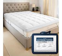 Tanness King Size Mattress Topper - 4 Inch 10cm Thick, Extra Deep, Soft Quilted Microfiber, Breathable & Hypoallergenic, Extra Warmth & Comfort, Machine Washable, Secure Fit with Elastic Straps