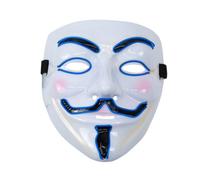 Tanness Led Face Mask - Blue, V For Vendetta Neon El Wire Light Up Mask - Festival Accessories For Parties & Halloween Events