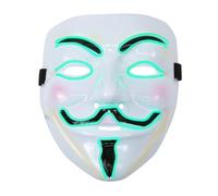 Tanness Led Face Mask Green - V For Vendetta Neon El Wire Light Up Mask - Festival Accessories For Parties & Halloween Events