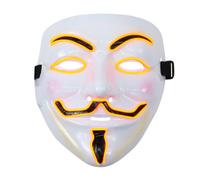 Tanness Led Face Mask Orange - V For Vendetta Neon El Wire Light Up Mask - Festival Accessories For Parties & Halloween Events