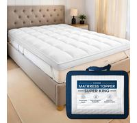 Tanness Mattress Topper 10cm Soft Quilted Microfiber Breathable Hypoallergenic in White | Size: Super King Tanness White Super King