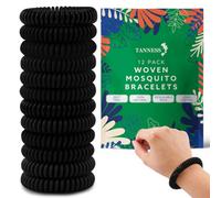 Tanness Mosquito Repellent Bracelet 12 Pack (Black) - Deet Free Insect And Mosquito Repellent Bands - Outdoor Protection