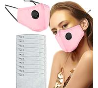 TANNESS Pink Breathable Reusable & Washable Cotton Face Mouth Nose Mask With 10x Filters & Automatic Breathing Valve and PM 2.5 Filters (1 MASK & 10 FILTERS)