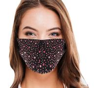 Tanness Rhinestone Face Mask - (Red) - Washable And Reusable - Face Cover With Ear Loops