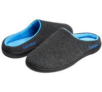 Tanness Two Tone Memory Foam Slippers - (Mens Size 8 And 9) With Rubber Sole - Soft Slip On House Slippers - Indoor & Outdoor Use