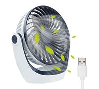 TANNESS USB Desk Fan - Small Fan with 3 Speeds, Silent & Powerful Airflow, Portable Mini Desk Cooling Device, 360° Rotation USB Powered for Home, Office, Travel - Navy Blue