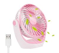 Tanness Usb Desk Fan- White & Pink - 3 Speed Silent Powerful Airflow Fan With 360 Rotation - Usb Powered Portable Cooling Fan