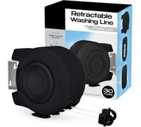 Tanness Wall Mounted Twin Cable Retractable Washing Line - 30M (2X15M) Extendable Clothes Line - All Black