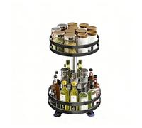 Tannest Lazy Susan Organizer Rotating Spice Rack, 2 Tier Adjustable 360° Rotating Metal Lazy Susan Turntable，for Cabinet Pantry Kitchen Bathroom Floor Bathroom Vanity Storage, Black