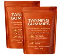 Tanning Gummies For Women,Beta-Carotene & Lycopene Blend,Skin Radiance & Hydration for Natural Looking Glow, Bronzing,Beauty Routine Gummy Format,60 Gummies (2Box)