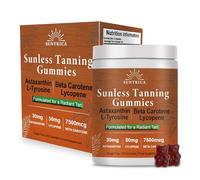 Tanning Gummies Self-tanning with Beta Carotene, Astaxanthin, Lycopene, Vegan, Sugar Free, 60 Gummies (Sun-kissed glow)