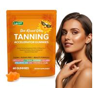 Tanning Gummies Sunless Tan Accelerator Supplement with Beta Carotene, Astaxanthin, Lycopene, Collagen & Hyaluronic Acid, Vitamins A C D E & Zinc, Skin Glow & Hydration Support, Sugar-Free, 60 Gummies