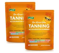 Tanning Gummies Sunless Tanning Supplement with Beta Carotene, Astaxanthin, Lycopene, Collagen & Hyaluronic Acid, Vitamins A C D E & Zinc, Skin Glow & Hydration Support, Sugar-Free, 60 Gummies,2 Pack