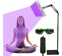 Tanning Lamp, 100LED Solarium for Home Use, 395nm Purple Light Sun Lamp - Self Tanning Device for Face and Body with 360°Rotating Head & Adjustable Angle Stand, Timer Brightness & Goggles (White)