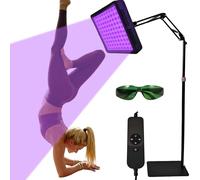 Tanning Lamp, 100LED Solarium for Home Use, 395nm Purple Light Sun Lamp - Self Tanning Device for Face and Body with 360°Rotating Head & Adjustable Angle Stand, Timer Brightness & Goggles (Black)