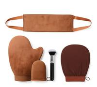 Tanning Mitt, Self Tan Mitt Set with Back Tanner and Brush, 5-Piece Kit for Even Application, 8.5x3.4 Inches Glove, 37.4 Inches Back Applicator, 6.1x1.8 Inches Brush, Outer Fiber Material