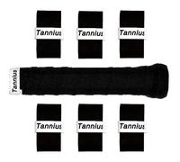 Tannius Tennis Racket Grip Tape, 6 Pack Tacky Tennis Grips, Absorbent and Enhanced Tennis Racquet Overgrip (6-Pack Black)