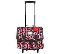Tann's - Sofia Pink 41 cm Wheeled School Bag - Fruit Print and Apple Pompom - Trolley School Bag Girl 2 Gussets - CE2 CM1 CM2