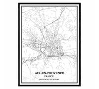TANOKCRS Aix-en-Provence France Map Wall Art Canvas Print Poster Artwork Unframed Modern Black and White Map Souvenir Gift Home Decor 12x16 inches