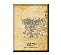 TANOKCRS Beirut Lebanon Wall Art Vintage Print Poster Map Artwork Travel Souvenir Gift Home Decor 9x11 Inches Unframed