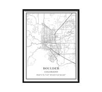 Tanokcrs Boulder Colorado America Wall Art City Map Paintings Canvas Unframed Artwork Modern Simple Poster Home Office Decor 16x20 inches