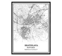 TANOKCRS Bratislava Slovakia Map Wall Art Canvas Print Poster Artwork Unframed Modern Black and White Map Souvenir Gift Home Decor -11 * 14 inches