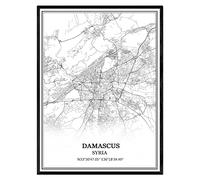 TANOKCRS Damascus Syria Map Wall Art Canvas Print Poster Artwork Unframed Modern Black and White Map Souvenir Gift Home Decor -11 * 14 inches