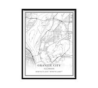 Tanokcrs Granite City Illinois America Wall Art City Map Paintings Canvas Unframed Artwork Modern Simple Poster Home Office Decor 11x14 inches
